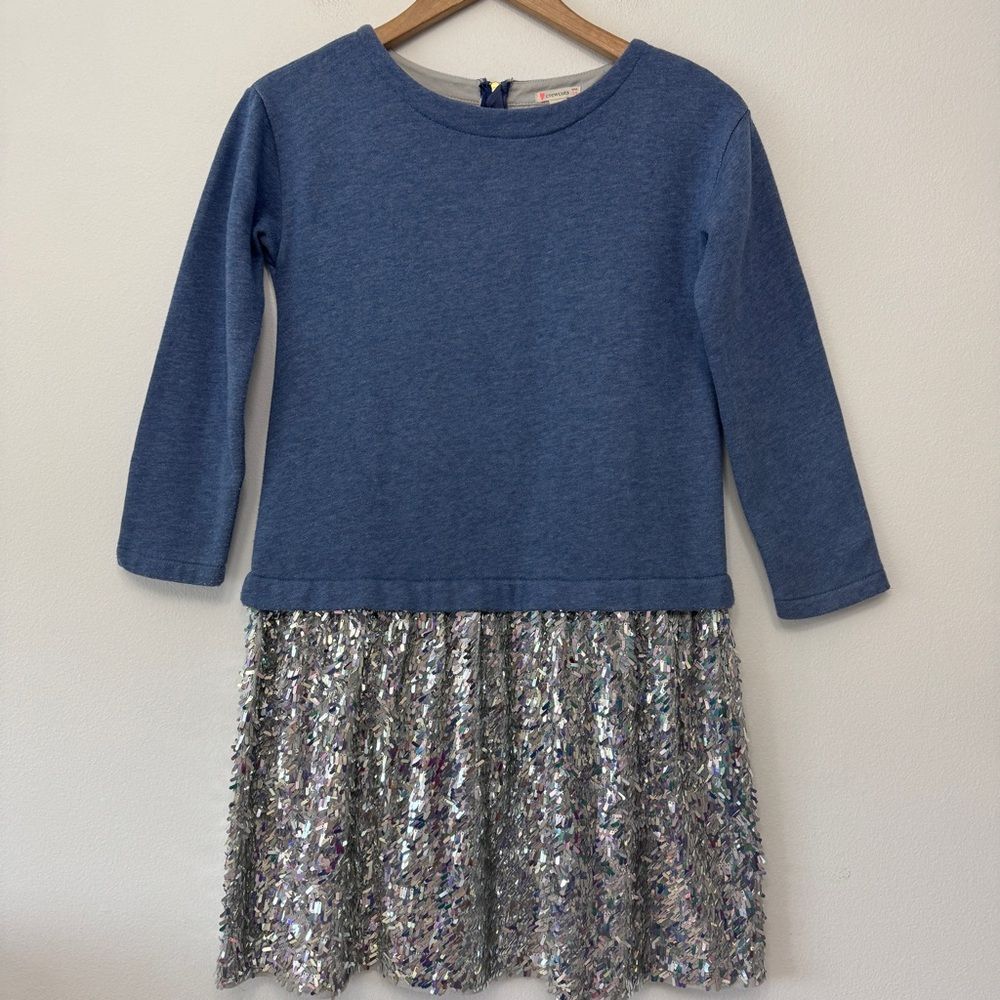 Crewcuts Blue Sweatshirt Silver Sequin Dress Size 10